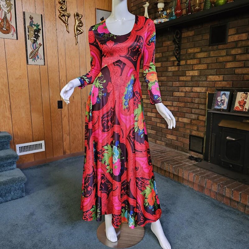 Vintage Floral Print Dress - M