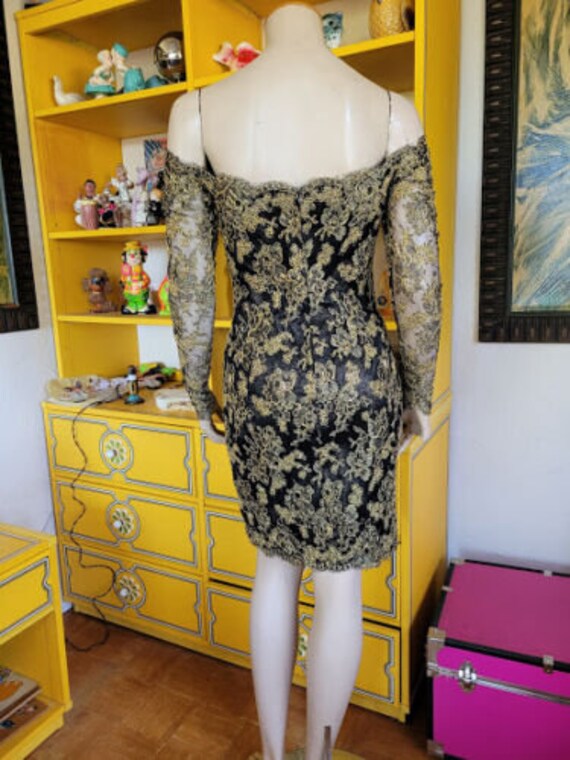 Vintage 80s Lillie Rubin Dynasty Gold Embroidered… - image 7