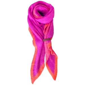 Winterschal lot83 mit Rand fem pink Orange Schal Tuch Damen Bild 3