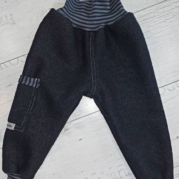 Walkhose wollwalk walkloden Hose walklodenhose wollhose handmade schwarz pumphose jogger outdoor kinder Baby warm Gr.50-116 Zipfelzauber