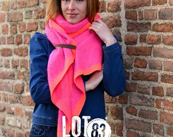 Winterschal lot83 mit Rand fem pink Orange Schal Tuch Damen