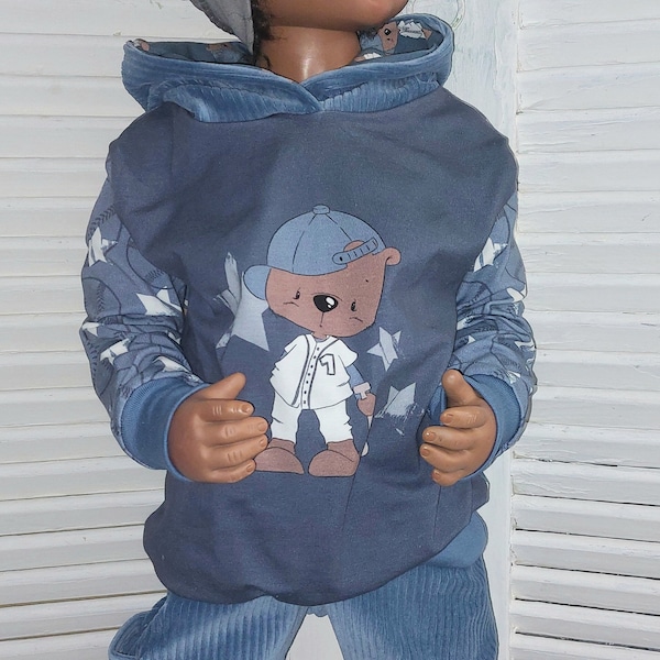 Hoodie Bär emma Pünktchen Winter Kinder Gr.74-116 Zipfelzauber Sweat pulli Jungen Mädchen Kinder Kapuze