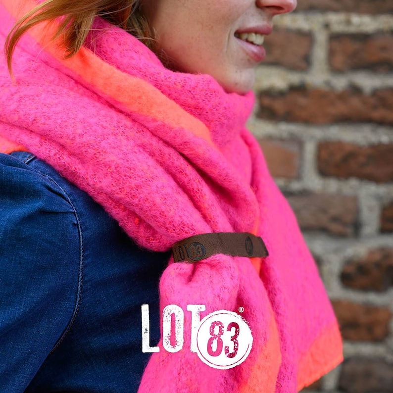 Winterschal lot83 mit Rand fem pink Orange Schal Tuch Damen Bild 2