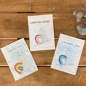 Regenbogen Schnecke Grußkarte