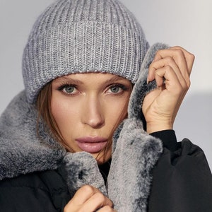 Warm Wool Fisherman Beanie, Ribbed Knit Winter Hat, Soft Stylish Knitted Beanie, Cozy Minimalist Cold Weather Gift for Men or Women