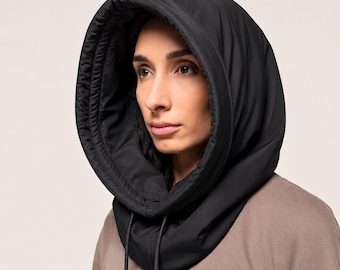 Waterproof Hooded Scarf For Hair Coverage, Satin Lined Rain Hood, Curly Hair Cover, Travel Wind Neck Warmer