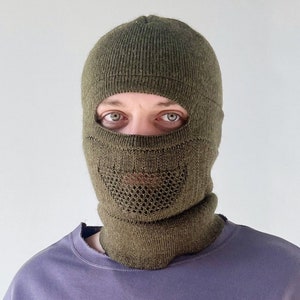 Balaclava Hat, Breathable Balaclava, Winter Warm Balaclava, Hunting Hat, Wool Balaclava, Knit Mens Hat, Outdoor Winter Hat, Gift for Him