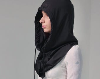 Silk Lined Hooded Scarf, Womens Balaclava Hat, Windproof Cowl Hood, Gift for her