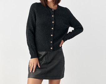 Cashmere Cardigan Women, Luxury Button Up Jacket, Soft Natural Wool Knit Top, Minimalist Sustainable Style Knitwear