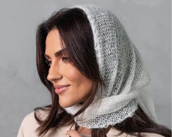 Knitted Headscarf, Milky Kerchief, Gentle and soft Headscarf, Spring Fashion Gift