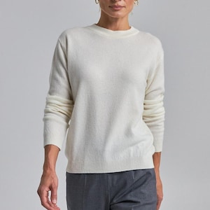 Lambswool Cashmere Sweater, Relaxed Fit Knit Jumper, Everyday Minimal Knitwear