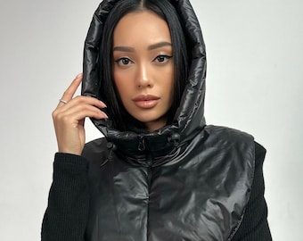 Hooded scarf, Waterproof hooded cowl, Balaclava, Detachable hood for women, Windproof hood cowl, Hooded collar, Gifts for Her, Black hood