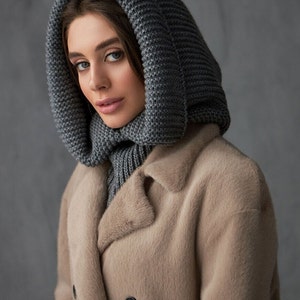 Black Beige Hooded Scarf main image 1