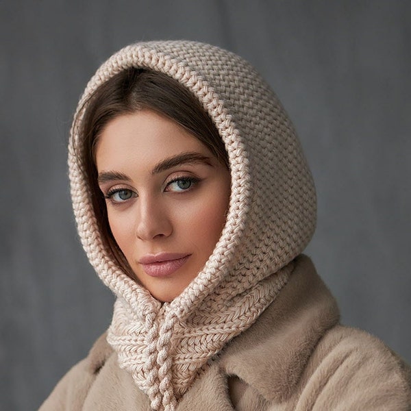 Kapuze mit integrierte Schal aus wolle, warm  weich stylisch