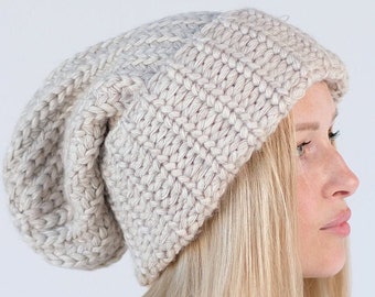 Slouchy winter hat Dread tam hat Oversized beanie Winter beanie hat for dreads Extra large hat Wool hat women Hat for big head Beige beanie