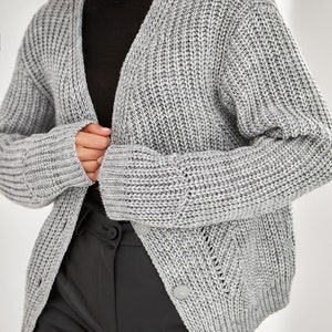 Cropped Mohair Cardigan, Chunky Knit Sweater, Knitted Cardigan Women, Button Down Cardigan, Wool Short Cardigan, Elegant Warm Cosy Cardigan image 7