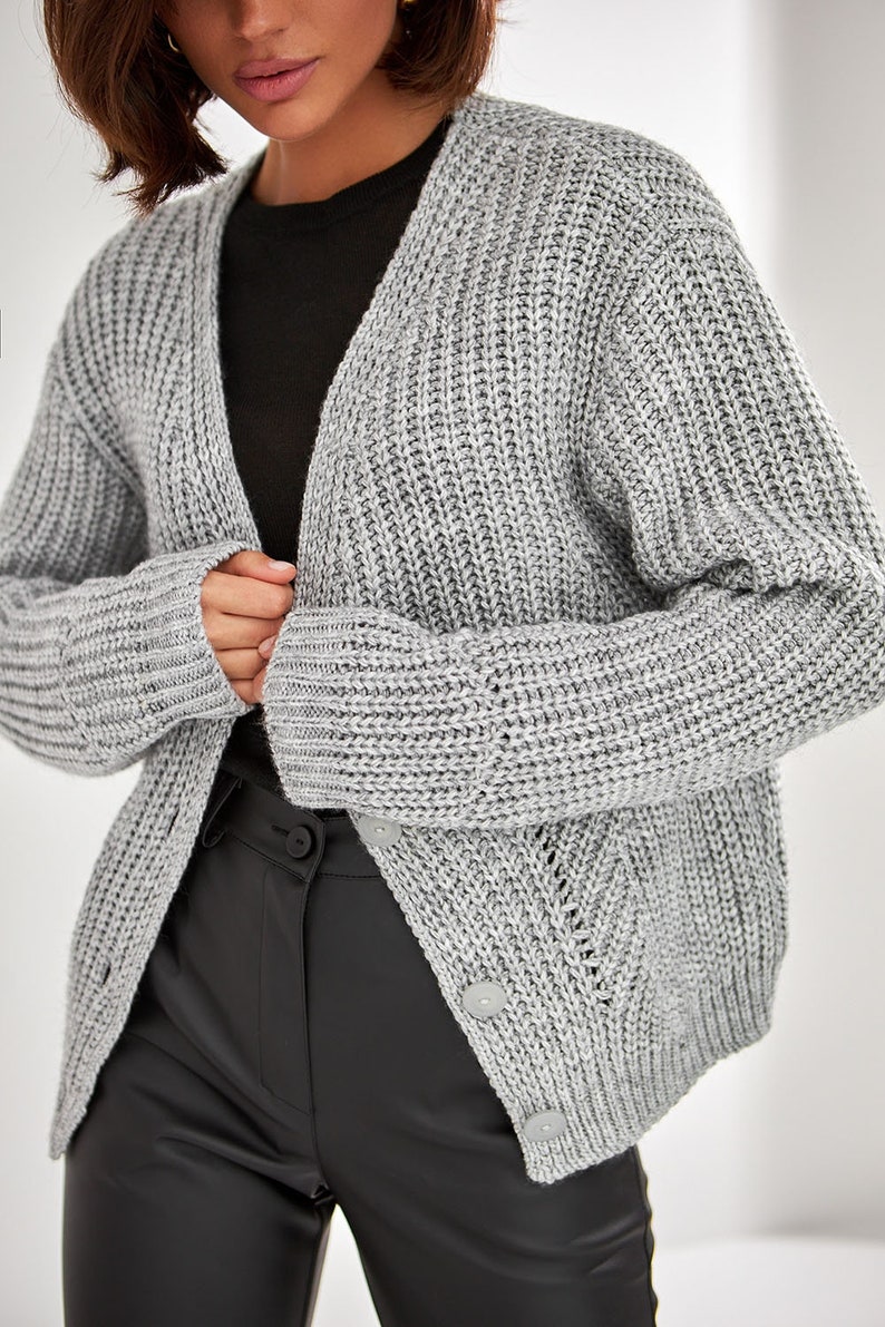 Cropped Mohair Cardigan, Chunky Knit Sweater, Knitted Cardigan Women, Button Down Cardigan, Wool Short Cardigan, Elegant Warm Cosy Cardigan image 7