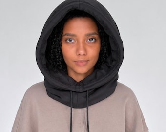 Waterproof Hooded Scarf For Hair Coverage, Satin Lined Rain Hood, Curly Hair Cover, Travel Wind Neck Warmer