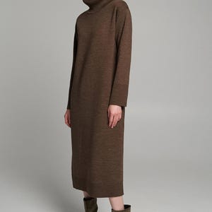 Wool Maxi Sweater Dress, Knitted Long Winter Dress, Oversized Turtleneck Dress, Wool Knit Sweater Dress, Warm Casual Dress, Gift for Women