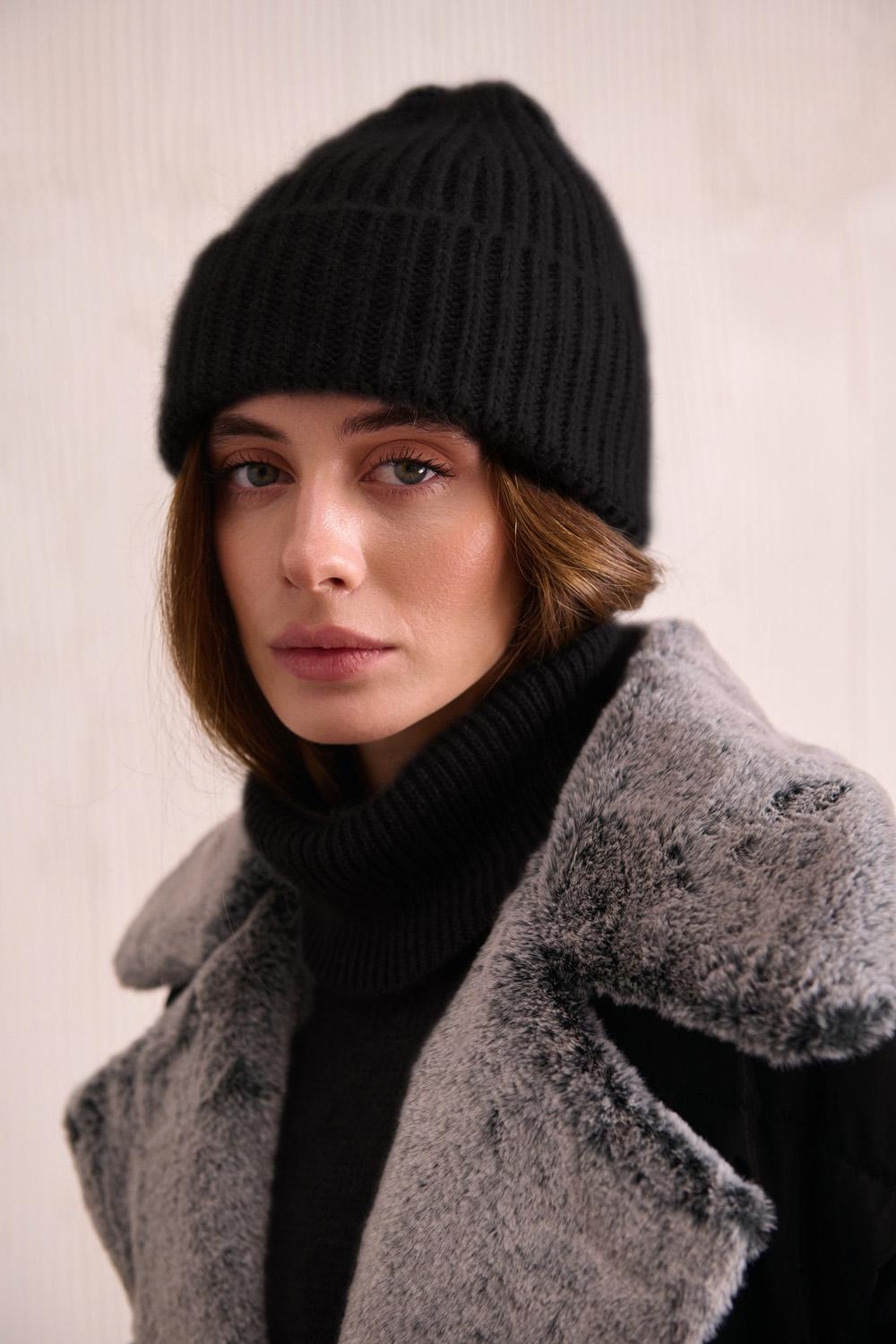 Womens Wool Hat, Winter Angora Beanie Hat, Warm Fisherman