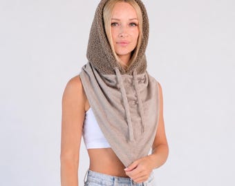 Hooded Cowl, Womens Hooded Scarf, Fleece Scarf Hoodie, Warm Scoodie, Cowl Hood for Women, Hoodie Scarf, Hooded Neck Warmer, Warm Winter Gift
