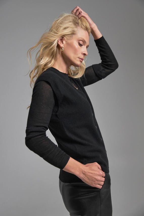 Damen Wolle Kaschmir Strickweste, V-Ausschnitt, weicher Pullover