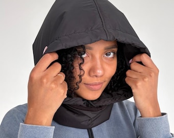 Hooded Scarf For Hair Protection, Satin Lined Rain Hood, 3 In 1 Wind Neck Warmer, Unisex, Gift