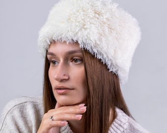 ホワイトフェイクファーハット ロシアンスタイル 快適なポーラー