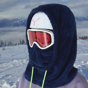 Capucha de esquí, capucha para casco, capucha de sherpa, pasamontañas, capucha de forro polar, capucha de snowboard, capucha de montaña, capucha de aventura, capucha azul, regalo para actividades al aire libre