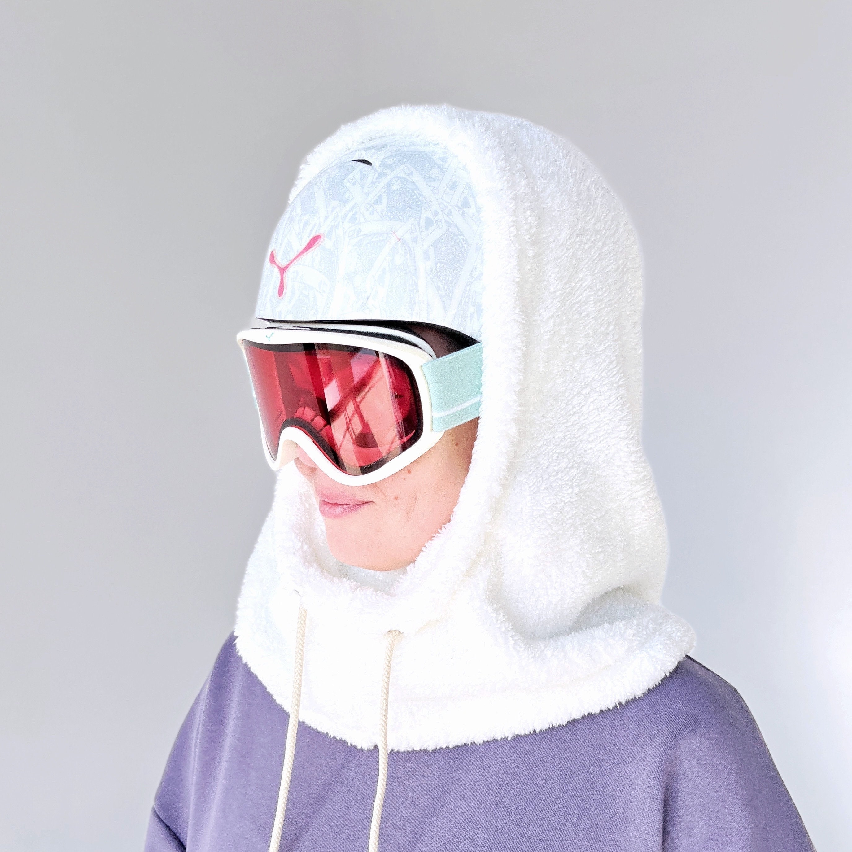 ARJEU Masque de Ski à Capuche Sherpa, Sherpa Hood Skimaske, Wilson Sherpa  Hood, Sherpa Ski Hood Over Helmet (White,One Size) : : Mode