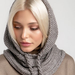 Wool Balaclava Hat, Women Knit Balaclava, Knitted Women Hood, Winter Hat, Knit Hood, Neck Warmer, Trending Now, Outdoors Gift