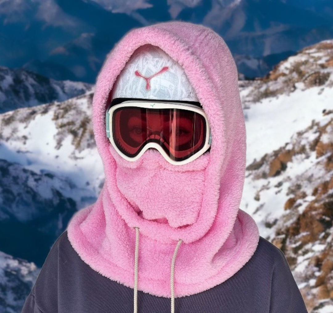 Pink Sherpa Hood, Balaclava, Ski Hood, Fleece Hood, Snowboard Hood, Ski