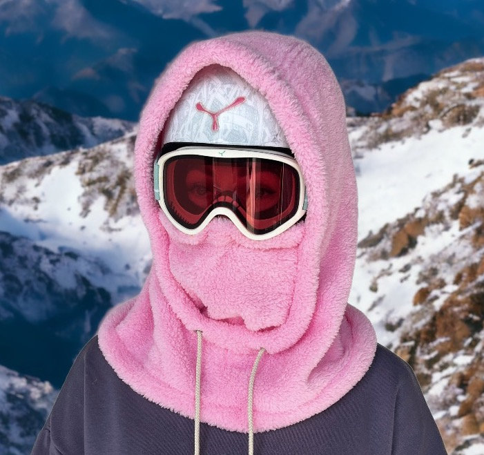 Pink Sherpa Hood, Balaclava, Ski Hood, Fleece Hood, Snowboard Hood
