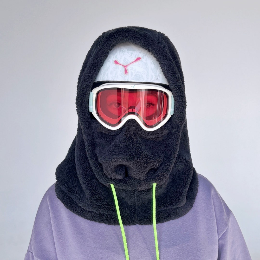 Black Sherpa Hood Ski Hood Over Helmet Ski Hood Snowboard Etsy