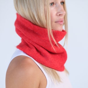 Mohair with merino wool infinity scarf, hand knitted unisex snood