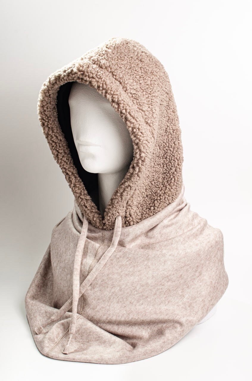 Hooded Cowl, Womens Hooded Scarf, Fleece Scarf Hoodie, Warm