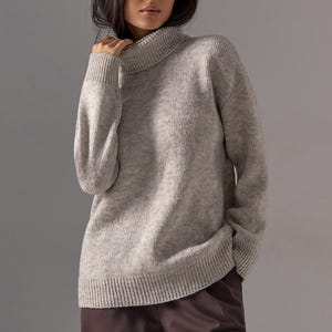 Oversized coltrui, warme mohairwollen trui, wijde trui, top met lange mouwen, gebreide wollen trui voor dames