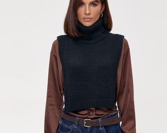 Turtleneck Dickie, Knit Wool Dickie, Mock Turtleneck, Dickie Collar, Wool Scarf, Knitted Neck Warmer, Knit Neck Accessories