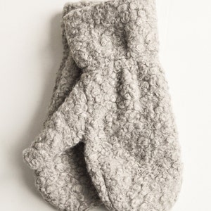 Sherpa Mittens with Lining, Warm Winter Fleece Mittens , Christmas Gift for Her Gray