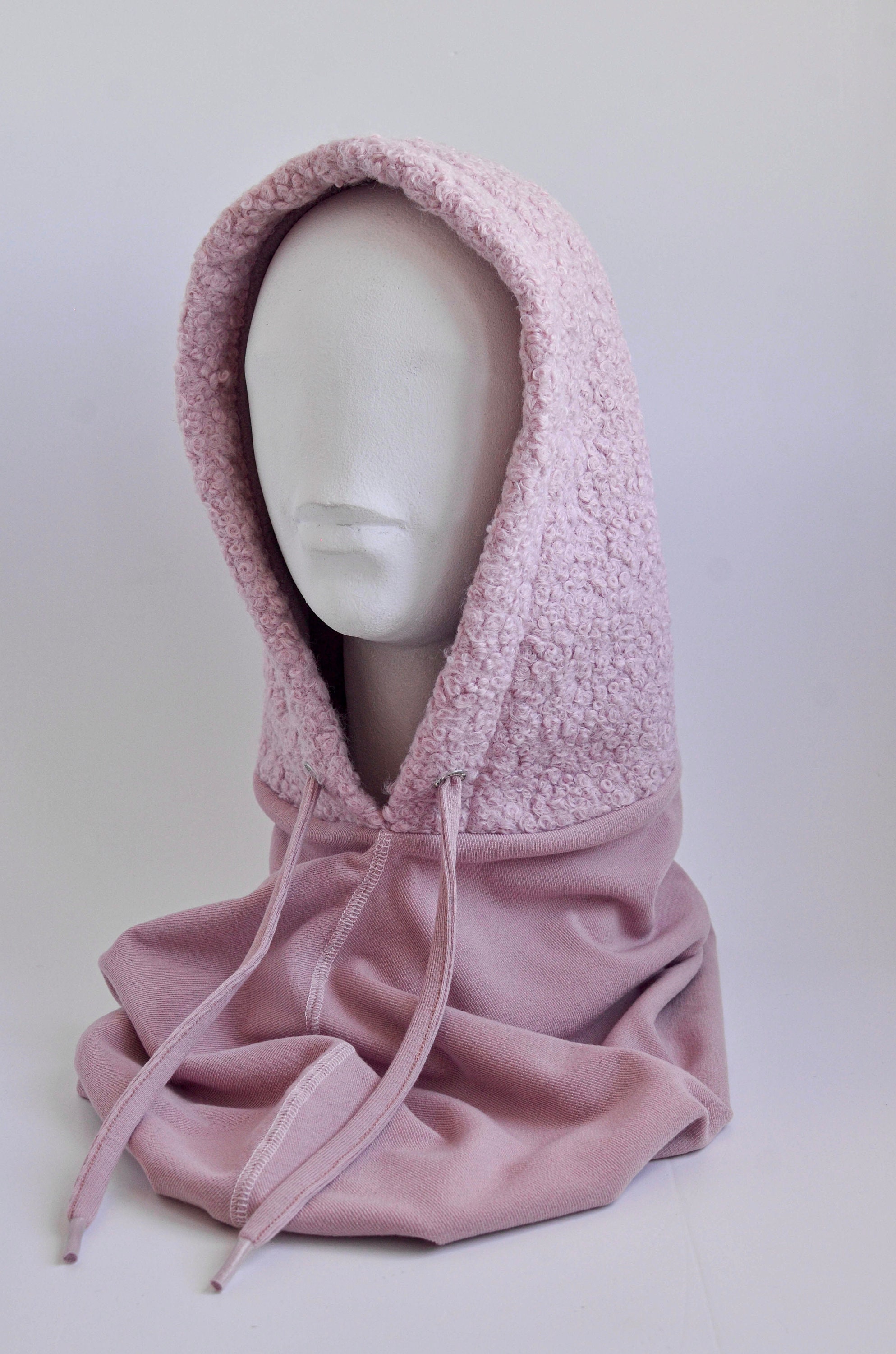 Hooded Scarf, Faux Fur Hooded Cowl, Fleece Scarf Hoodie