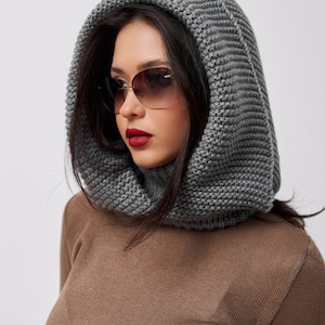 Black Beige Hooded Scarf