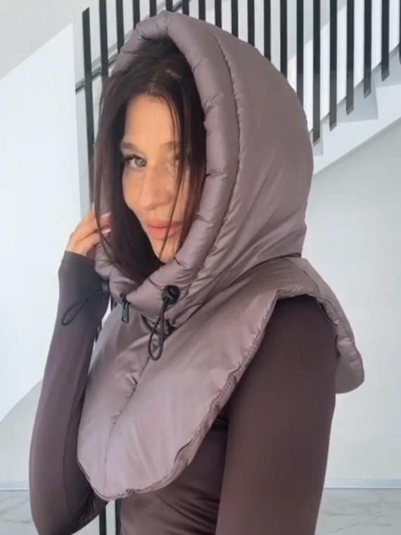 Waterproof Hooded Scarf, Rainproof Hooded Cowl, Hooded Snood