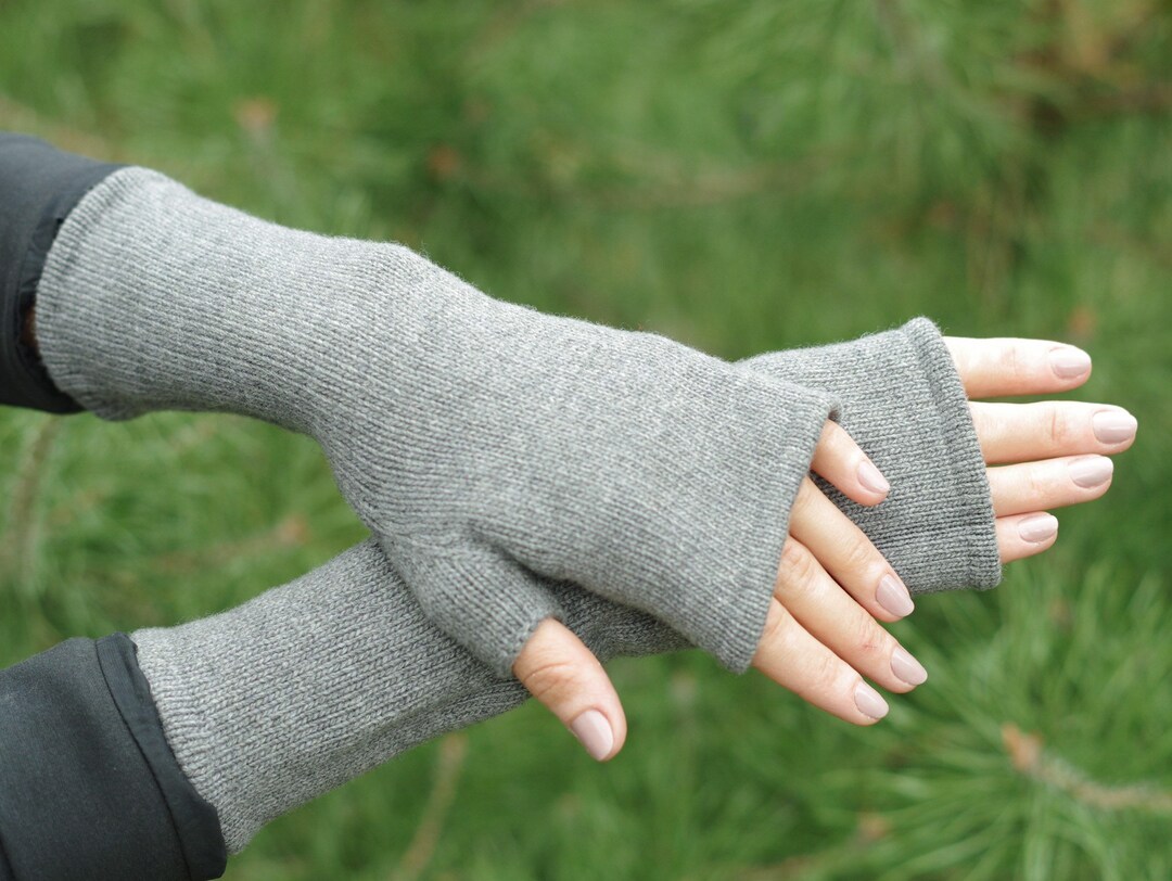 Cashmere Fingerless Gloves Hand Knitted Arm Warmers Gloves Etsy