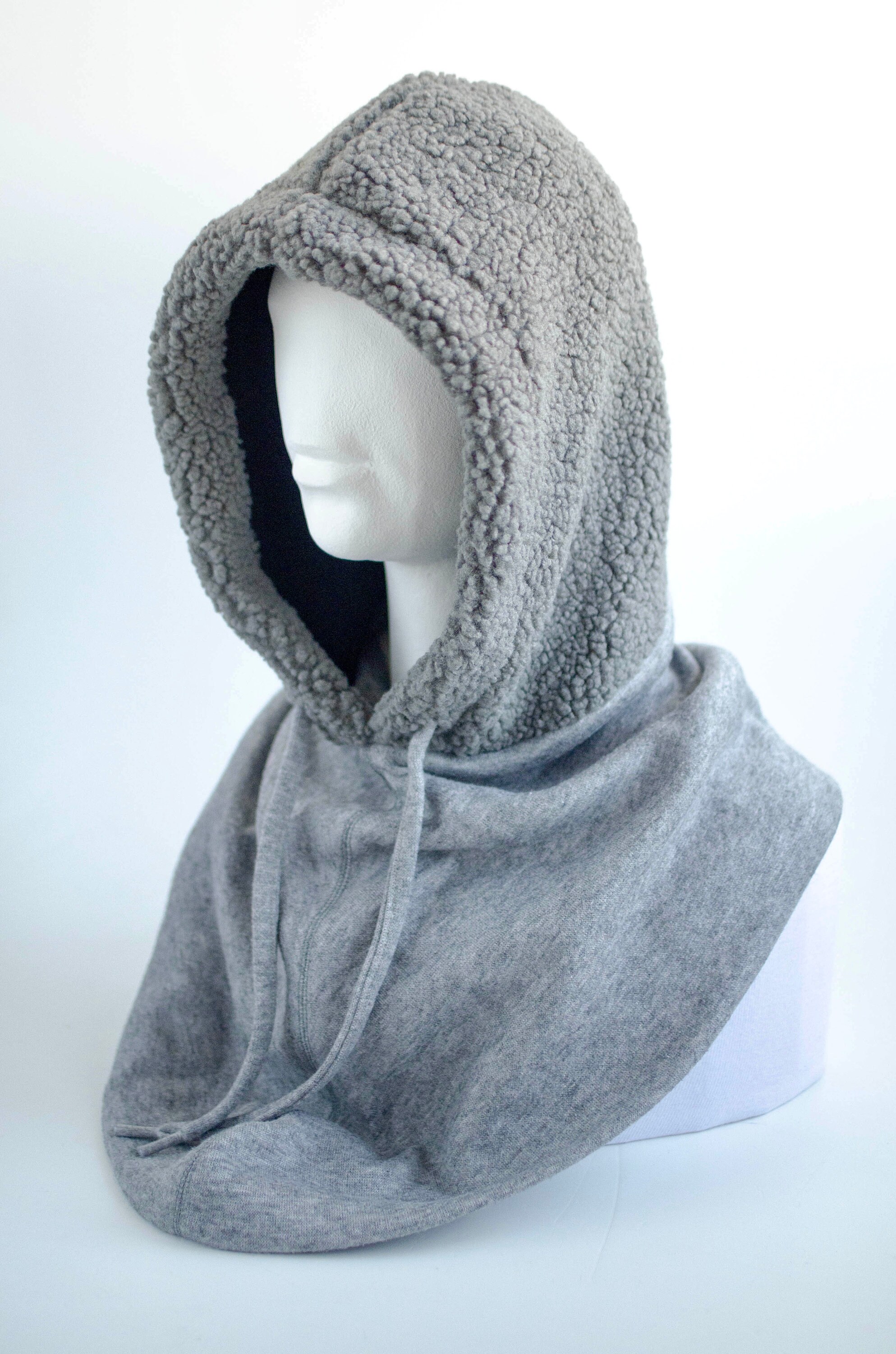Hooded Scarf, Faux Fur Hooded Cowl, Fleece Scarf Hoodie