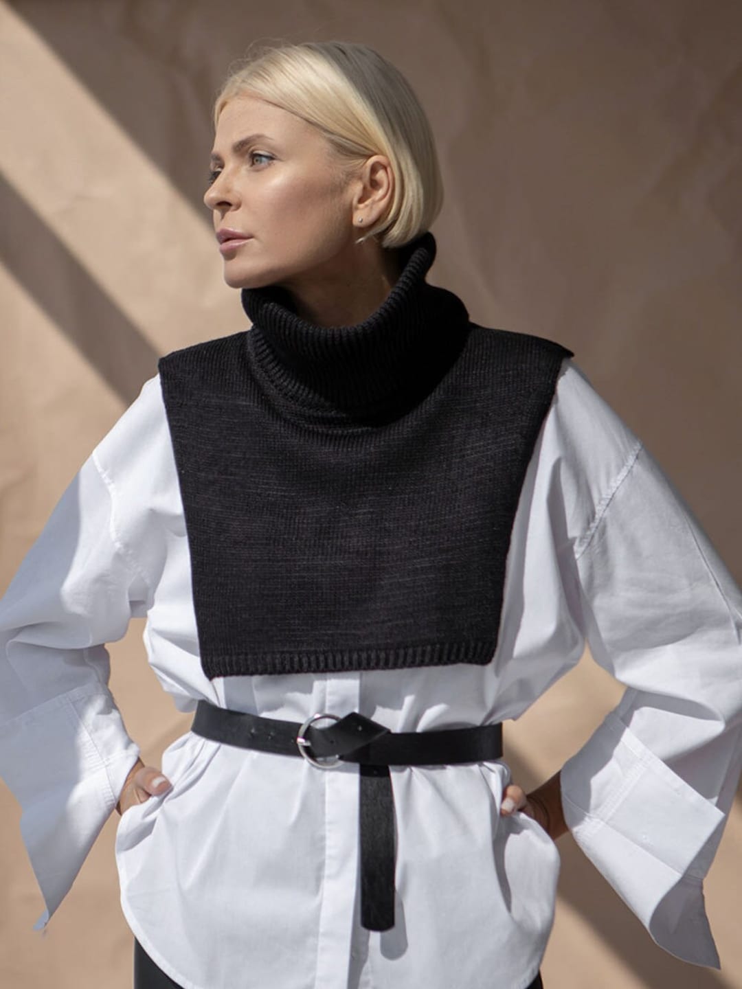 Turtleneck Dickie, Knit Wool Dickie, Mock Turtleneck, Dickie Collar