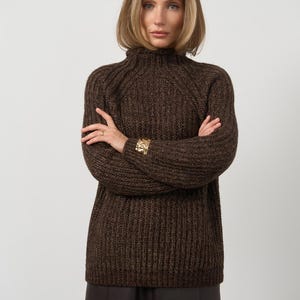 Chunky Ribbed Turtleneck Sweater, Cozy Merino Alpaca Wool Knit, Relaxed Raglan Fit, Winter Pullover, Sustainable Handmade Knitwear