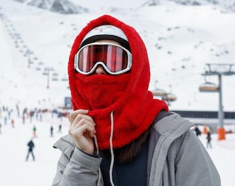Black Sherpa Hood, Ski Hood Over Helmet, Ski Hood, Snowboard Hood, Balaclava, Mountain Hood, Adventure Hood, Fleece Hood, Outdoors Gift
