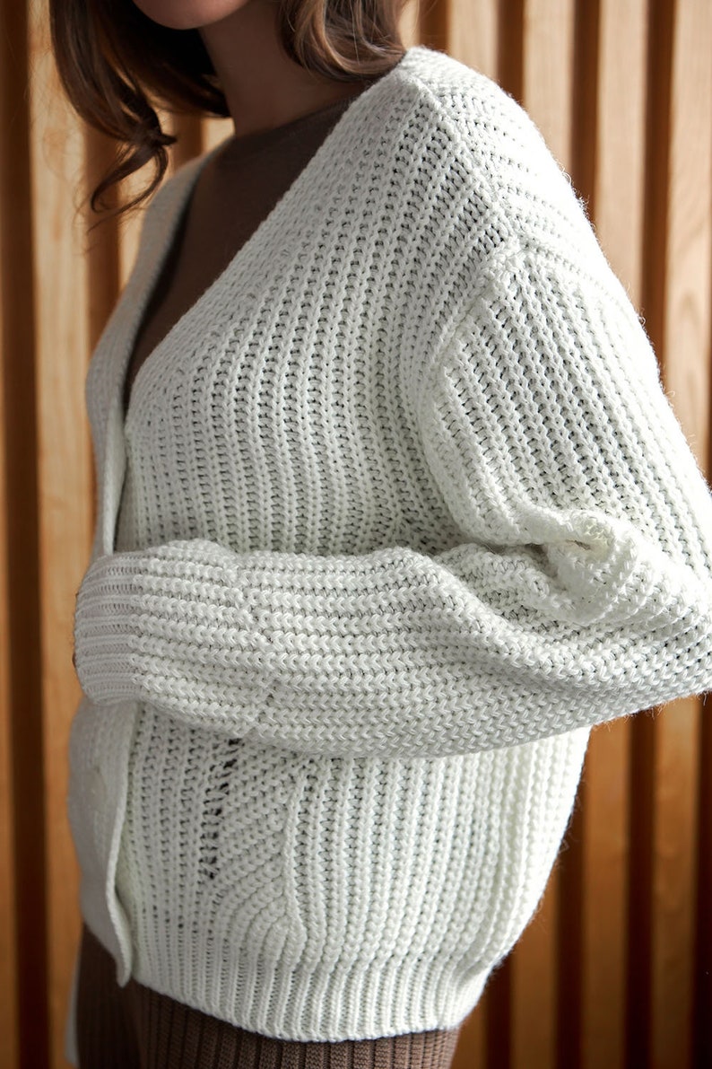 Cropped Mohair Cardigan, Chunky Knit Sweater, Knitted Cardigan Women, Button Down Cardigan, Wool Short Cardigan, Elegant Warm Cosy Cardigan image 8