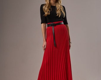 Pleated midi skirt, Cotton A line skirt, High waist skirt, Long loose skirt, Knit women skirt,  Lady White Skirt