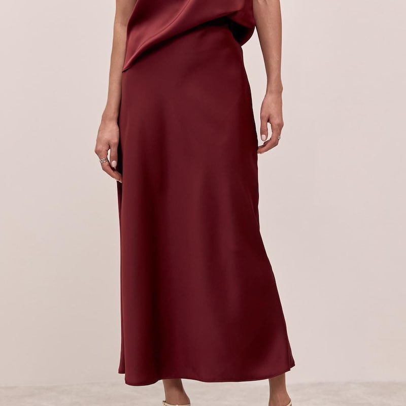 Long satin skirt